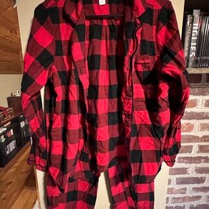 Plaid adult women’s Pajamas Set - Red and Black